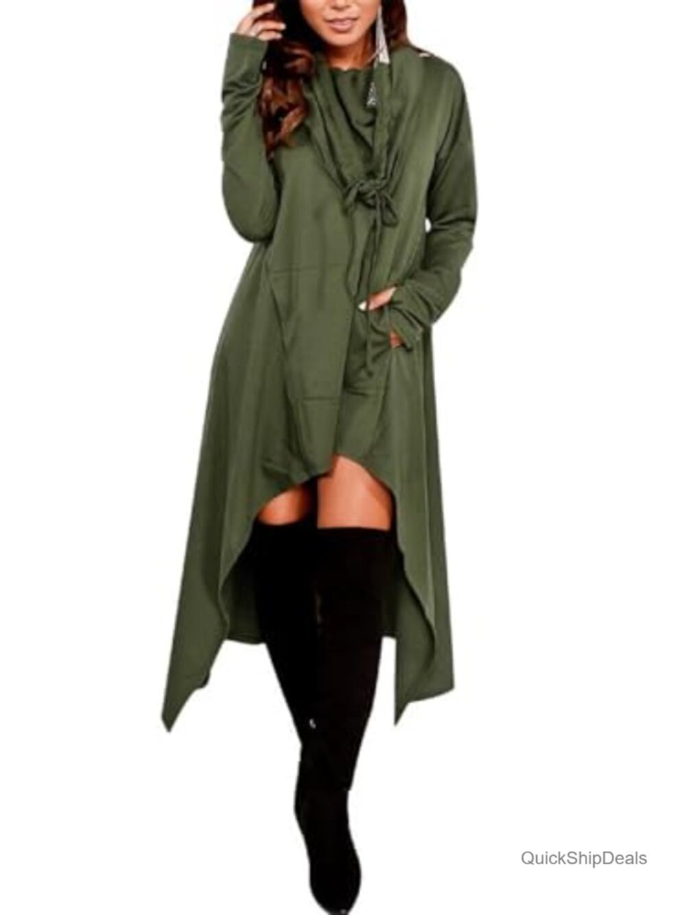 Womens Casual Hoodie Asymmetric Hem Handkerchief Tunic Loose Fit Long Sleeve